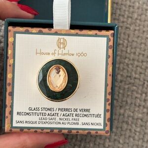 House of Harlow 1960 Green Agate & Gold Statement Ring